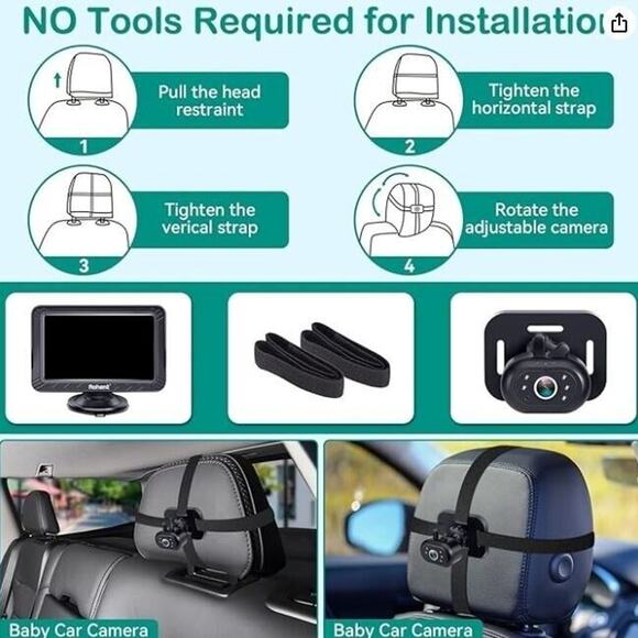 Rohent Baby Car Camera with Display HD 1080P Baby Car Mirror 5 Mins Easy Crystal - Picture 8 of 8